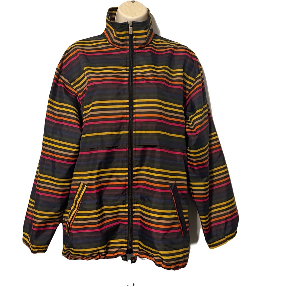 Sonia Rykiel Paris colorful stripes rain jacket designer Spring Winter Camping M